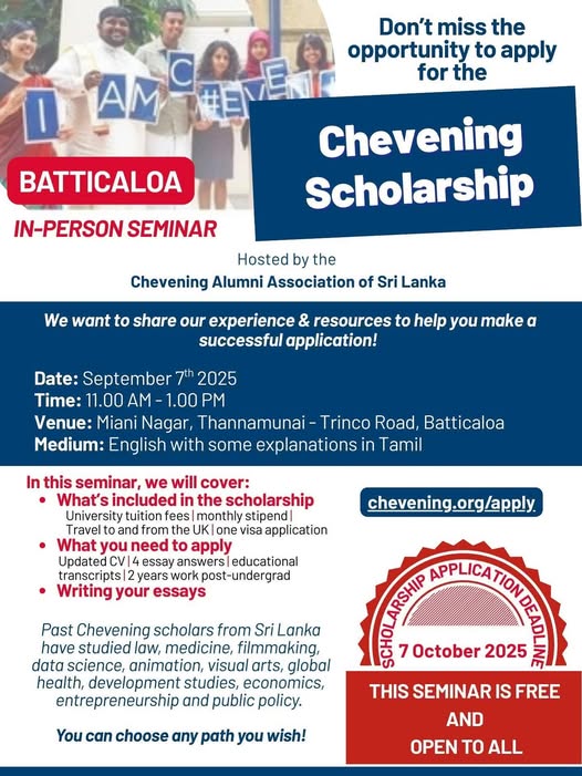 Chevening Alumni Association Brings Scholarship Seminar to Batticaloa