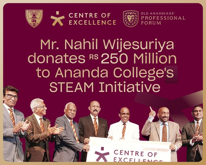 Nahil Wijesuriya donates Rs. 250 Mn to Ananda College