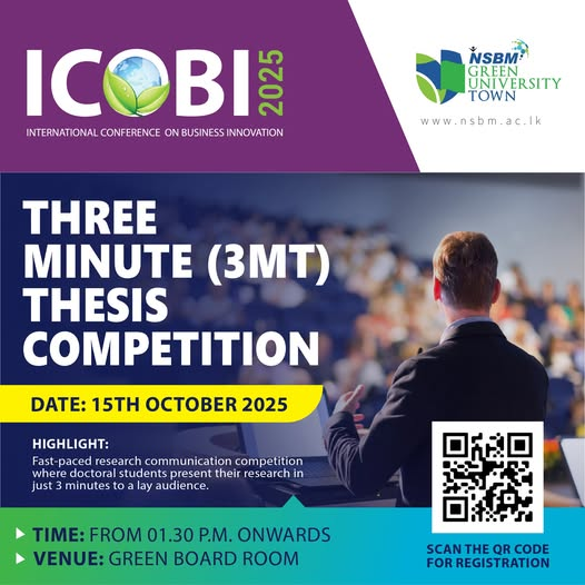 ICOBI 2025 Pre-Conference to Feature Three Minute Thesis Competition – NSBM Green University